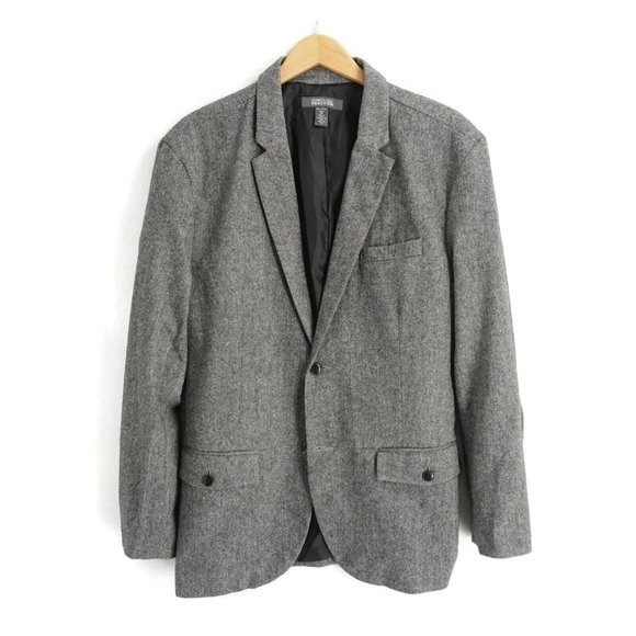 Kenneth Cole Mens Sport Coat Blazer Gray Tweed Wool Blend Two Button Size 2XL - Picture 1 of 12